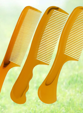 牛筋梳子20cm月牙梳牛津折不断齿宽齿黄色大号梳子男女士用随身