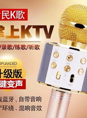 包邮WS-858无线蓝牙麦克风全民K歌话筒音响一体手机K歌神器可变声