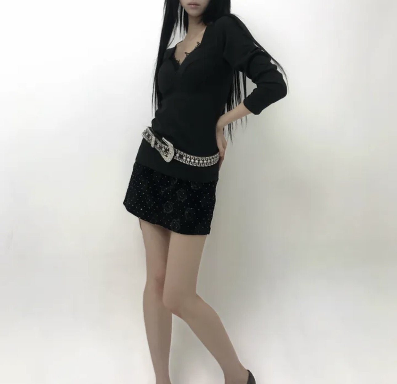 Shawne 25s冬新韩国正品代购 Y2K亮面玫瑰花纹点点缎面个性短裙