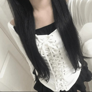 小众胸前编织系带束腰甜美长袖 代购 T恤 25s秋新韩国正品 Shawne