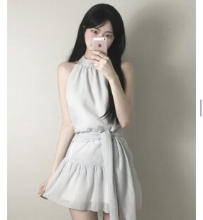 小众竖纹清新腰带装 代购 饰背心连衣裙 26s春新韩国正品 Shawne