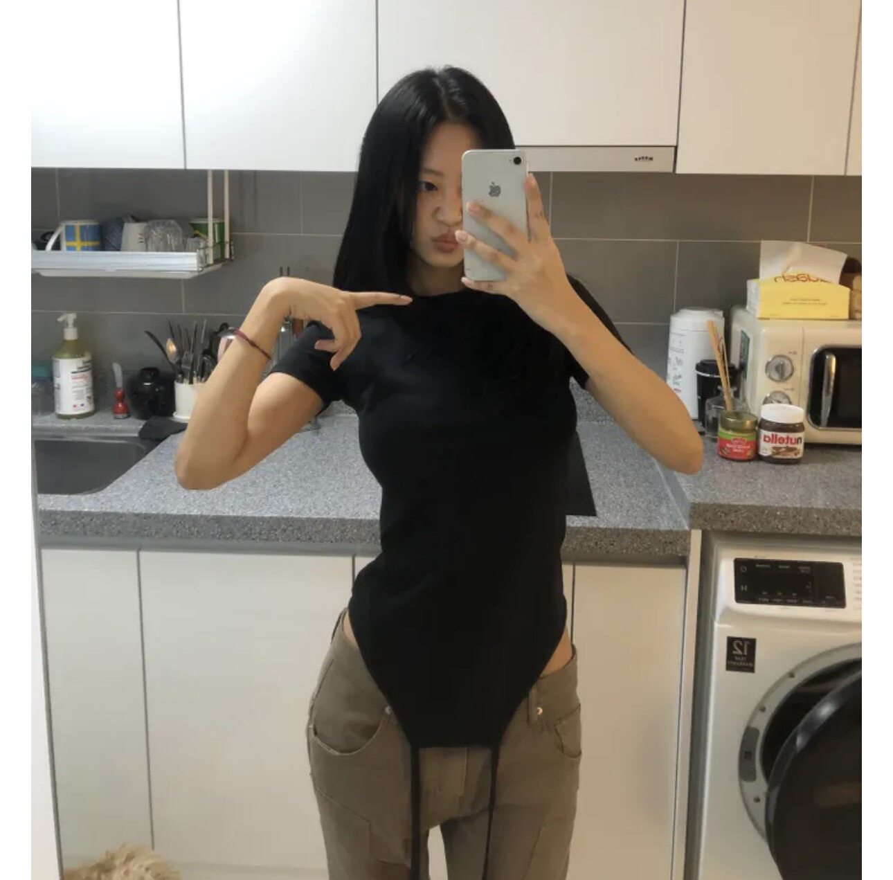 Shawne 26s春新韩国正品代购 Y2K绑带设计显瘦弹力百搭短袖T恤