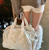 代购 Shawne 25s冬韩国正品 超大号亮面双面托特包多功能手提斜挎包