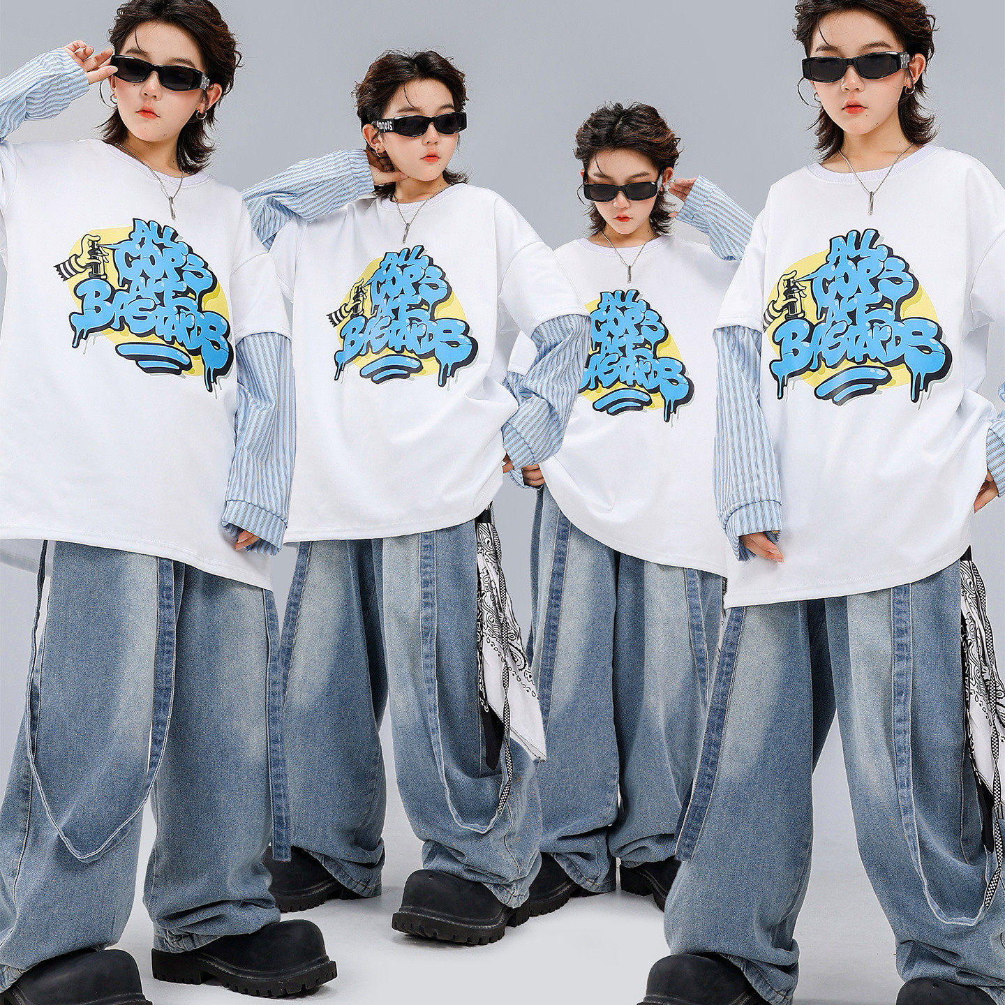 街舞儿童演出服宋雨琦同款假两件T恤男童牛仔裤套装hiphop酷帅潮,童装/婴儿装/亲子装,儿童演出服,淘宝优惠券,粉丝福利购,淘宝优惠卷