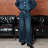 女休闲阔腿裤 uTaoTuo松弛感高腰显瘦直筒牛仔裤 子 解构广角裤