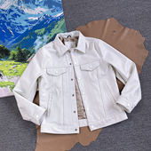 高档经典 修身 机车夹克翻领白色头层小牛皮外套秋冬商务真皮皮衣男