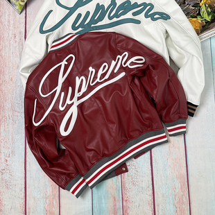 真皮棒球服男绵羊皮机车皮衣刺绣外套柔软宽松短上衣帅气皮夹克潮