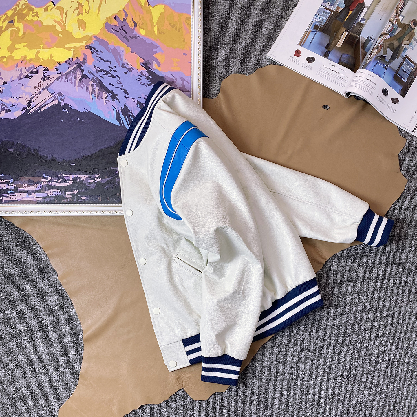 高级柔软头层小牛皮机车夹克日系真皮皮衣男女加棉保暖棒球服外套