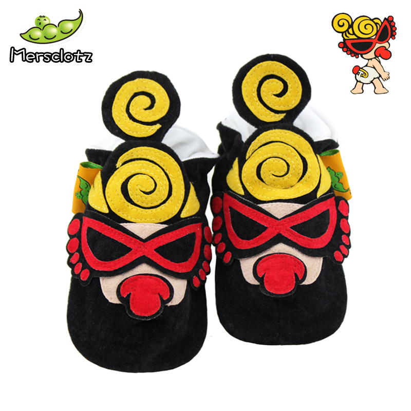 米儿咔吱 手工防滑牛皮底婴儿地板学步鞋 黑超奶嘴hysteric mini