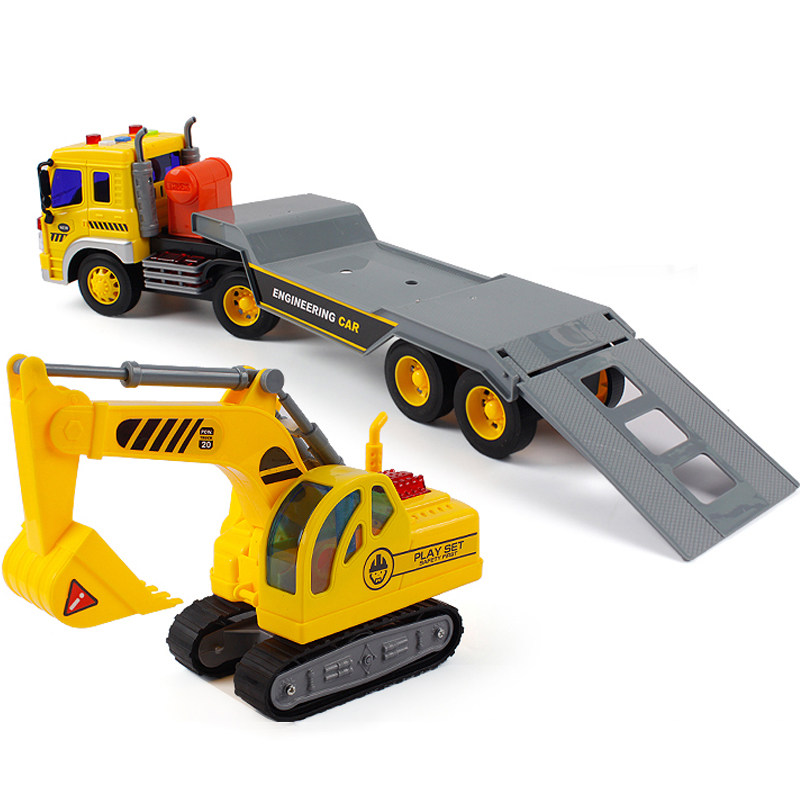 挖掘机儿童玩具车挖土机工程车套装男孩挖机小孩拖挂卡车宝宝益智