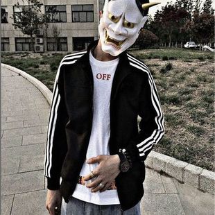 社会人修身型三杆套装潮薄外套春季流行立领秋季休闲精神小伙夹克