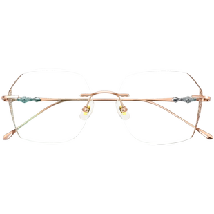 多边形无边框近视眼镜女高级感超轻素颜神器可配度数纯欲切边平光