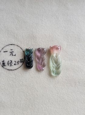 包邮天然碧玺狐狸吊坠蓝碧玺紫碧玺狐狸项坠一物一图全净体