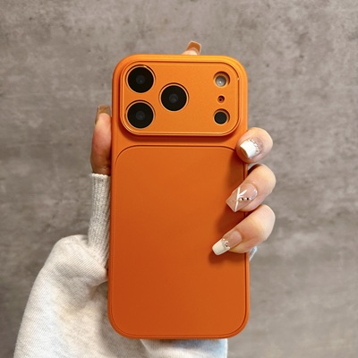 简约风星宇橙大视窗镜头全包膜防摔适用于苹果17promax手机壳新款iPhone17pro高级感16pro网红15/14纯色男女