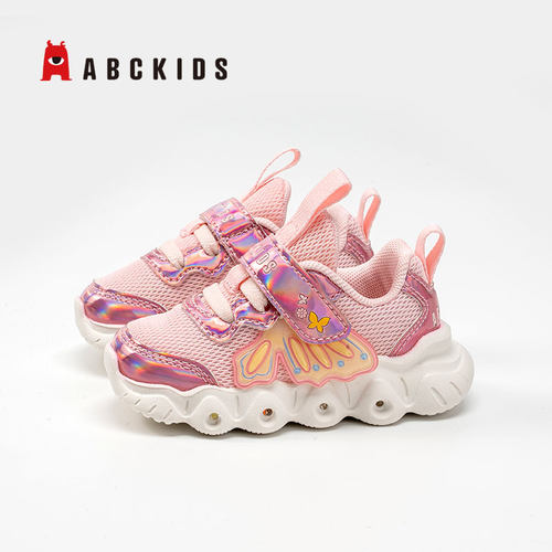 ABCKIDS女童小童宝宝鞋春秋季启步休闲灯鞋透气舒适时尚百搭