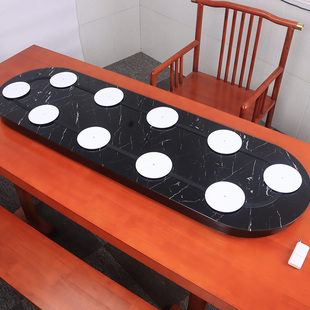 高端长方形电动转盘餐桌家用酒店民宿别墅创意椭圆转动长桌可定制