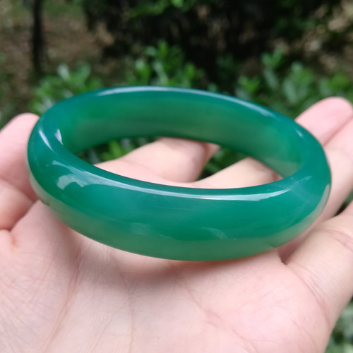 纯天然满绿色少女风玉石手镯