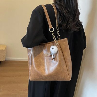 时尚大包包女2024新款潮秋冬复古通勤托特包大容量百搭单肩包