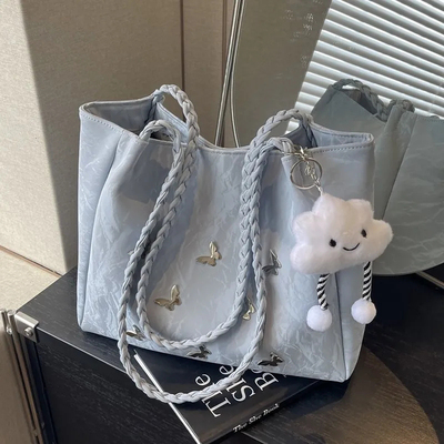 大容量包包女2025新款时尚小众学生上课通勤百搭单肩托特包