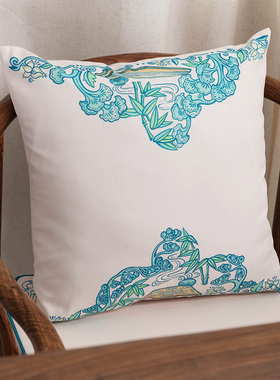 椅子抱枕阳台飘窗沙发客厅床头靠枕蓝色新款中式禅意靠垫中国风