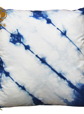 中式靠垫手工蜡染中国风扎染中国风沙发床头沙发靠枕抱枕蓝色客厅