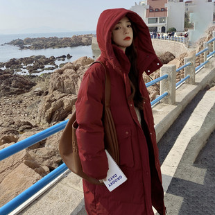 加厚长款 复古红 羽绒棉服 D957 K268 现货爆款 P185 圣诞新年