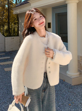 现货2D078-Y3361-P185K288蕾丝拼接羊羔毛小香风棉衣