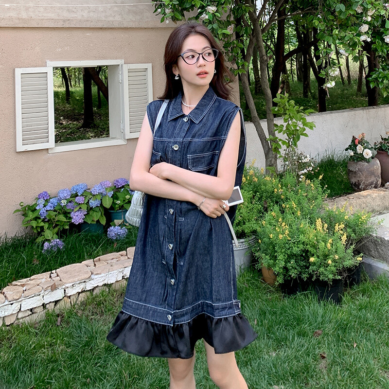 现货新品首发2024新款无袖冰丝牛仔半身裙2C112-C327-P125-K178