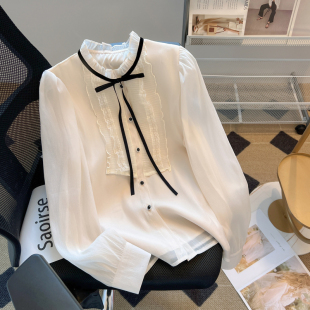 女装 复古宫廷风蕾丝白色衬衫 捡漏清仓 法式 女高级感上衣 春季 时尚