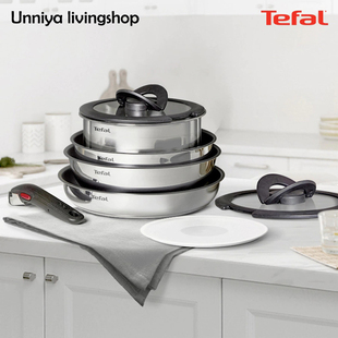 韩国直邮tefal特福不锈钢不粘锅可拆卸把柄锅不粘锅煎炒锅套娃锅