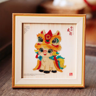 水牛皮影戏五花马相框摆件2026马年非遗手工艺品复古玻璃镜框挂件