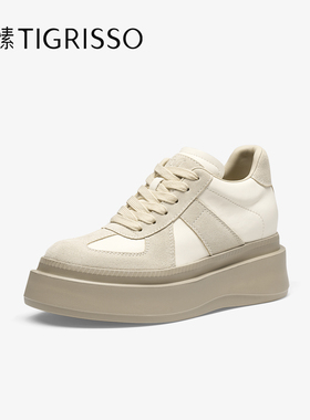 Tigrisso蹀愫2025秋冬蝶愫加绒厚底松糕增高运动德训鞋TA65576-52
