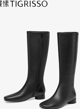 Tigrisso蝶愫2025冬蹀愫苹果派加绒显瘦时装高靴长筒靴TA65709-12