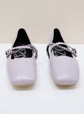 zsazsazsu莎莎苏2025秋桃心钻链玛丽珍舒适羊皮芭蕾鞋ZA65502-12