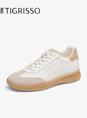Tigrisso蝶愫2025秋蹀愫内增高休闲板鞋拼色百搭德训鞋TA65324-51