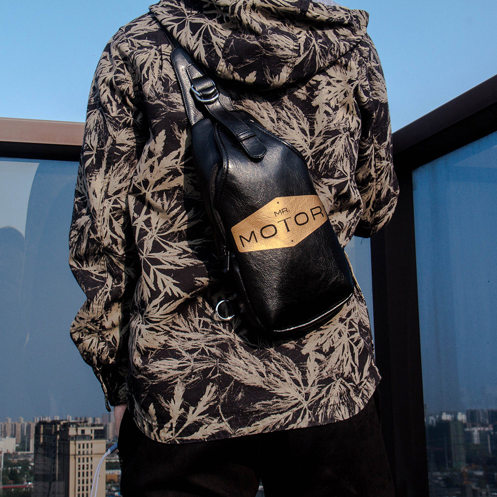 MOTOR 복고풍 야외 스포츠 라이트 오토바이 라이딩 숄더백 가죽 크로스 바디 핸드백 소형 백 가슴 가방