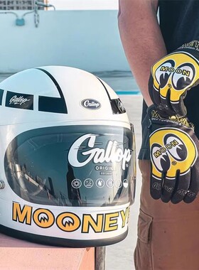 台湾Gallop摩托车头盔mooneyes姜戈凯旋电动复古机车全盔通勤现货