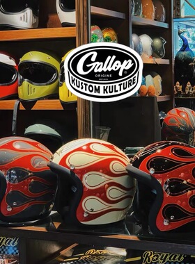 台湾gallop 小林诚招财猫火焰小盔体复古摩托车3/4半盔头盔通勤