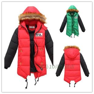 冬新款儿童帽可拆羽绒棉服男女童大毛领中长款保暖燕尾服童装外套
