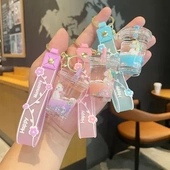 钥匙扣独角兽彩虹新款 创意奶茶杯流沙瓶