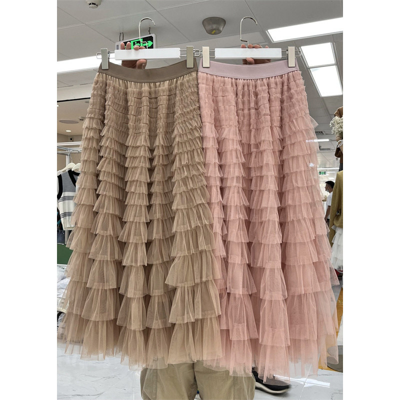 高腰中长款百搭多层次蛋糕裙女