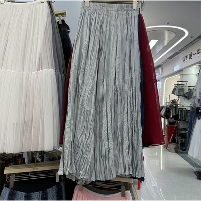 2025春季新款多巴胺长款黄色褶皱半身裙女皱褶裙子长裙百褶半裙