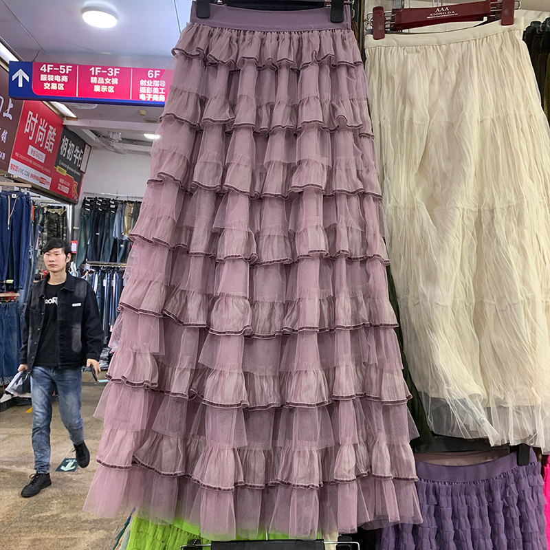 蓬蓬法式层层蛋糕裙网纱半身裙女