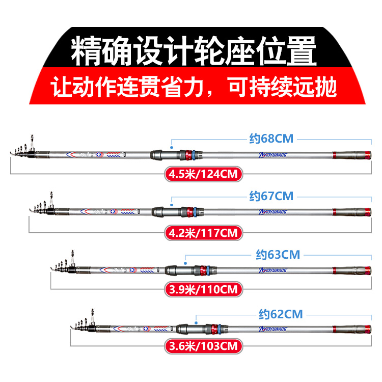 湖库长超硬梢远投竿碳素甩抛锚投鱼竿海竿套装鲢鳙节送海杆鱼实心