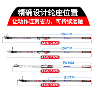 送实 定制远投竿超硬碳素海杆长节锚鱼湖库鲢鳙甩抛投鱼竿海竿套装