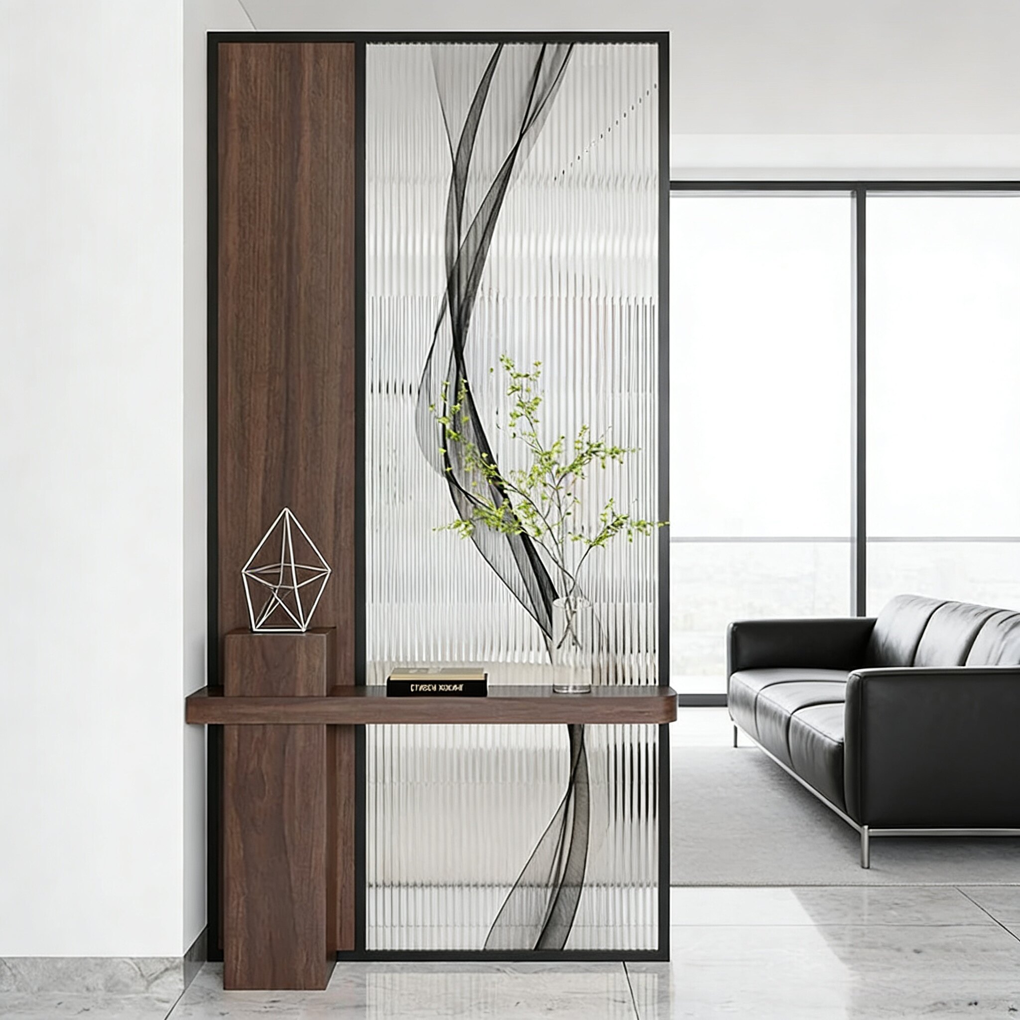 新款进门屏风隔断柜长虹玻璃简约现代客厅玄关遮挡隔断卧室装饰