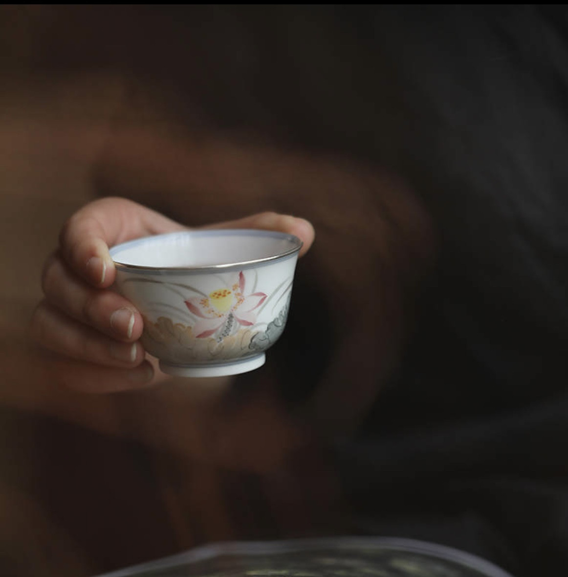 景德镇弥云斋映日没骨荷塘吾杯个人杯品茗杯限量版