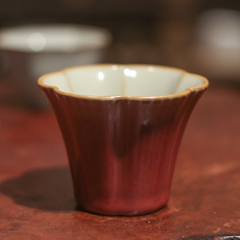 谢小金豇豆红朝颜杯主人杯个人单杯陶瓷功夫茶具品茗杯收藏大号