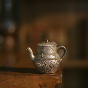 侘寂风全手工打造80ml小银壶 足银999重72.6克茶壶迷你泡茶茶具