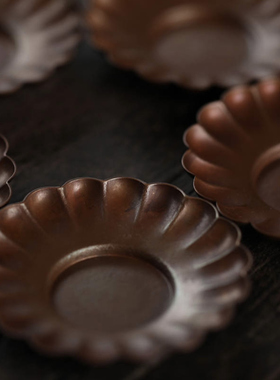 己宽堂莲心素璞铜盏座杯托茶道配件复古杯垫隔热垫